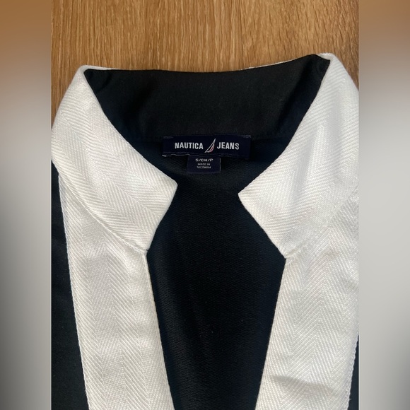 NWT Nautica Jeans Black Tiered Dress with White Accents, sleeveless with pockets - Picture 7 of 7